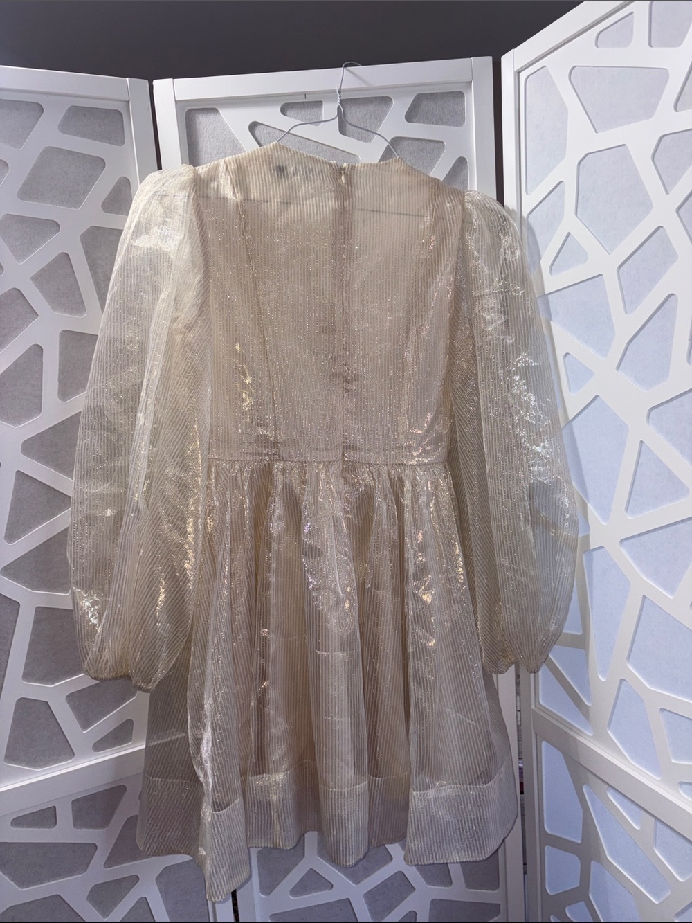 Shimmer Ruffle Front Gold Party Dress - Picture 3 of 3